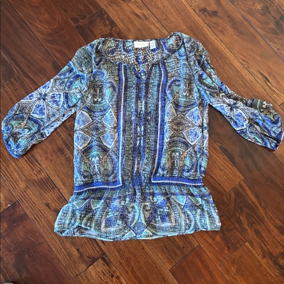 Chico's | Multicolor Paisley Blouse With Elastic Waist - Picture 2 of 8